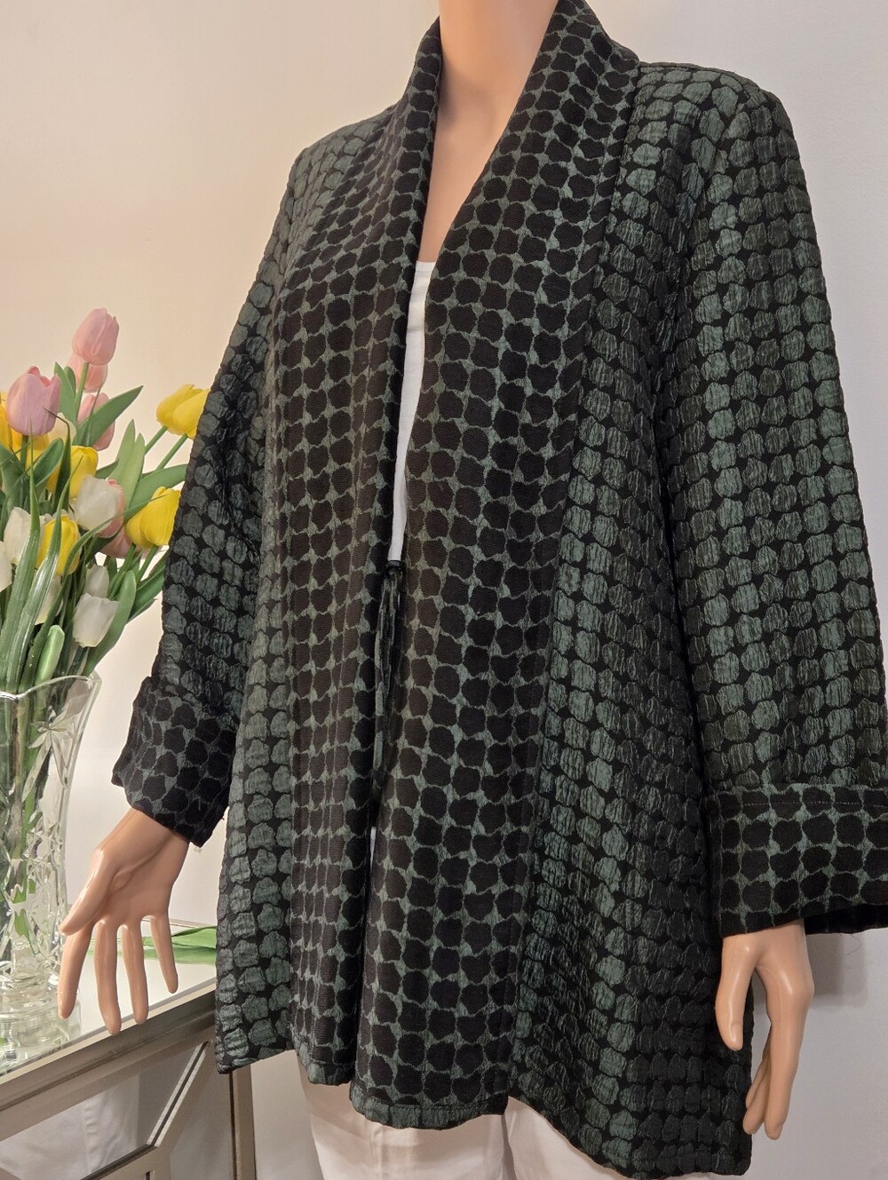 IC By Connie Black and Teal Dot-Pattern  Jacket